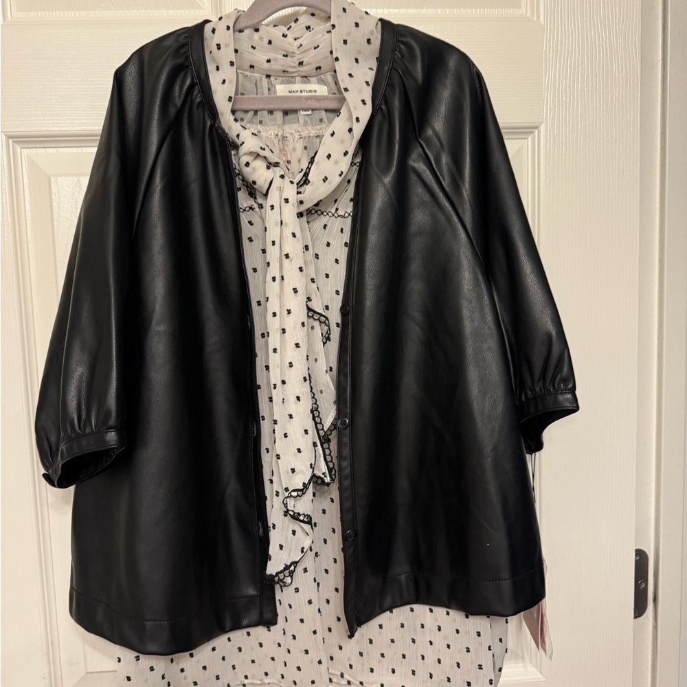 New - Vegan (faux) butter soft leather button jacket - Picture 1 of 7